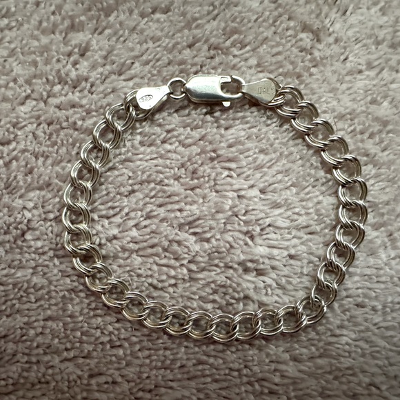 Sterling Silver Small Double Curb Chain Bracelet - Picture 1 of 6